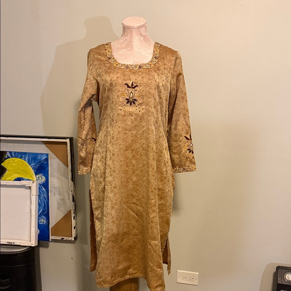 Elegant Gold Embroidered Dress